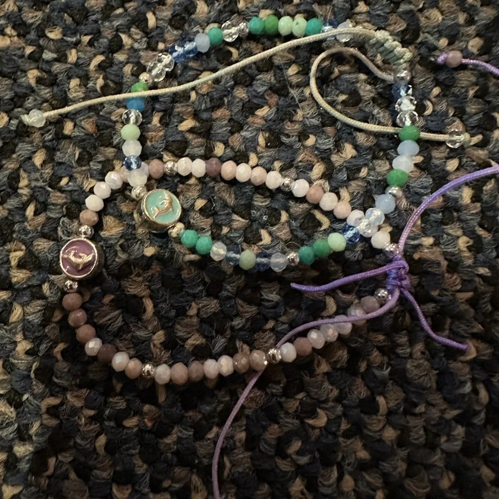 Beaded Bracelets with Purple and Green Accents 2-pack